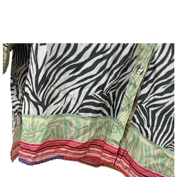 Johnny Was Alvena 100% Silk Tunic Blouse Zebra Print Size Medium - Picture 7 of 7